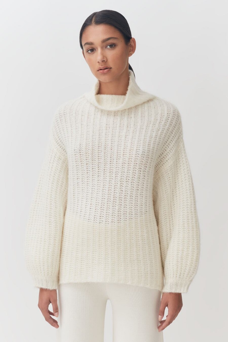 Suéteres Cuyana Alpaca Lana Turtleneck Mujer Blancas | RDK82FI