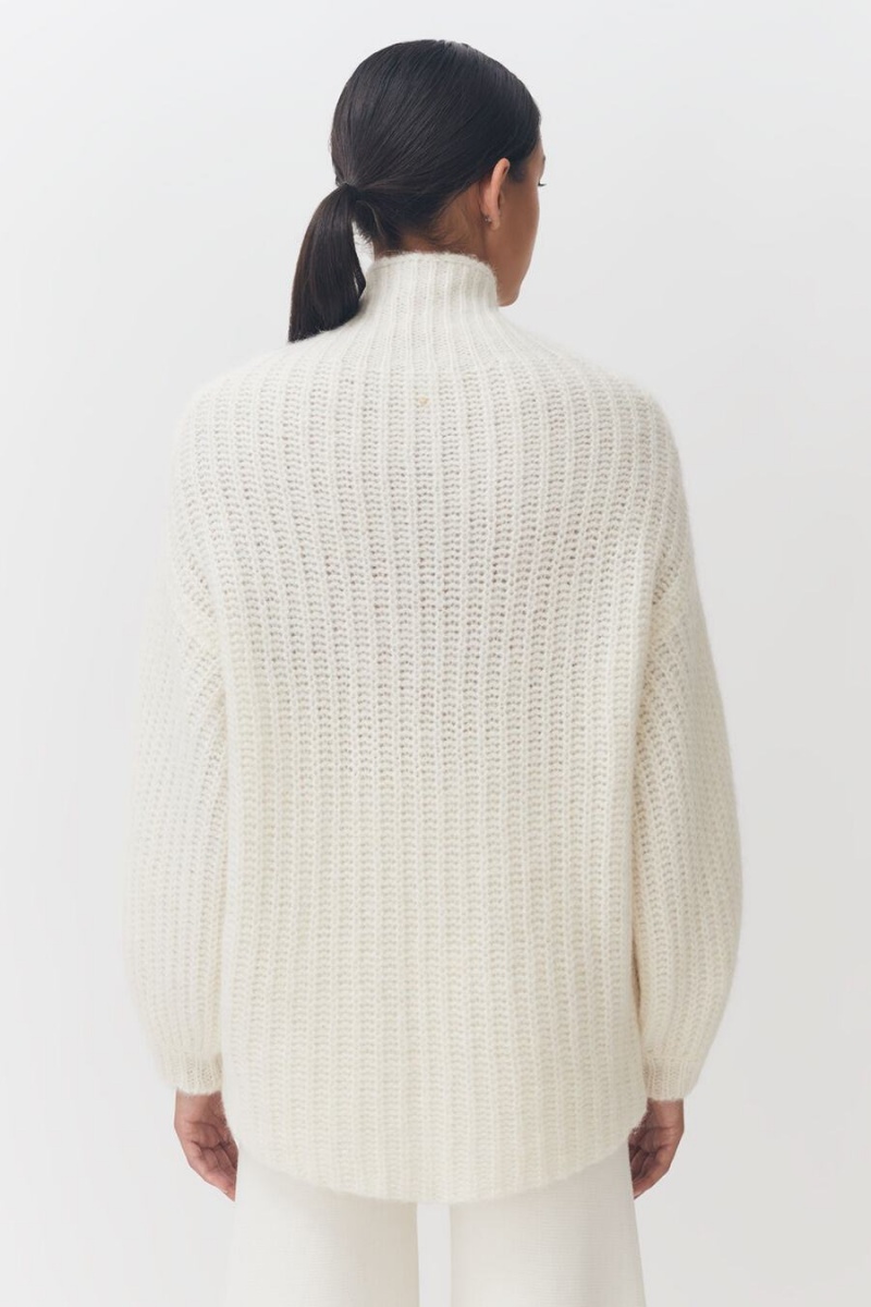 Suéteres Cuyana Alpaca Lana Turtleneck Mujer Blancas | RDK82FI