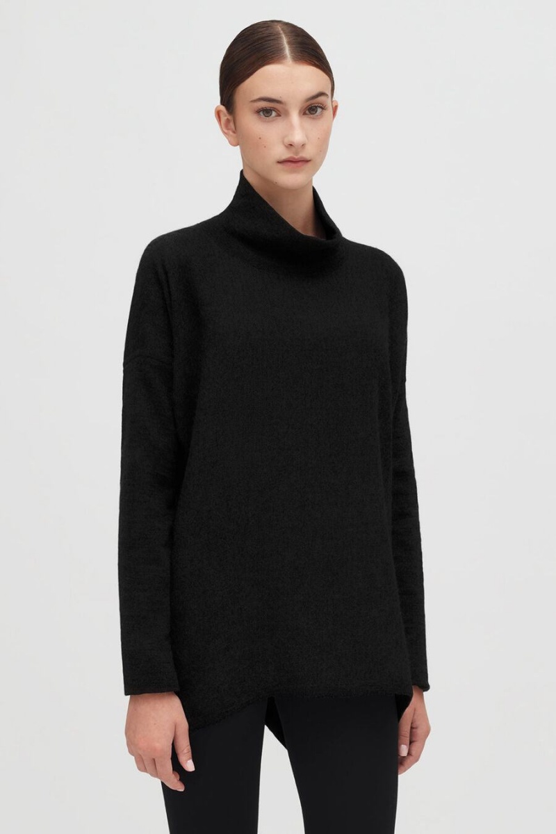 Suéteres Cuyana Alpaca Open-Back Turtleneck Mujer Negras | JUE146HJ