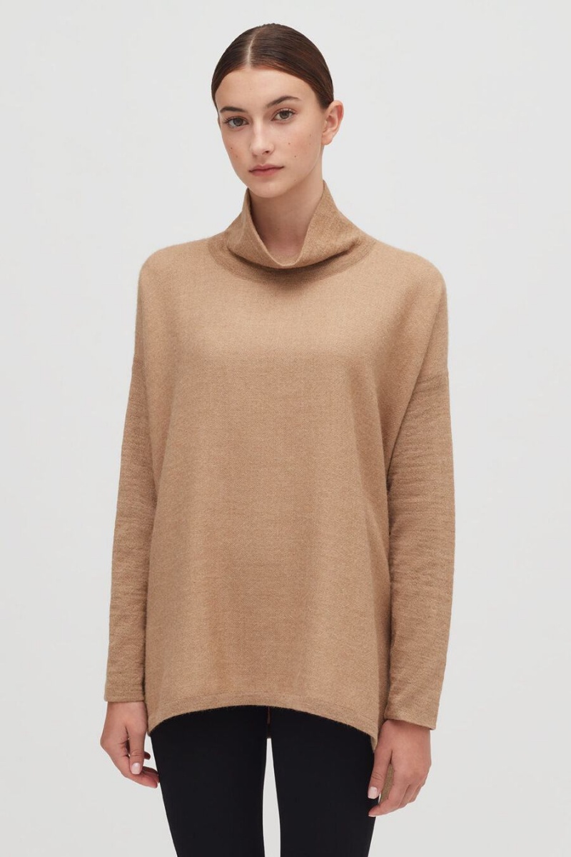 Suéteres Cuyana Alpaca Open-Back Turtleneck Mujer Marrones | TKH5738AN