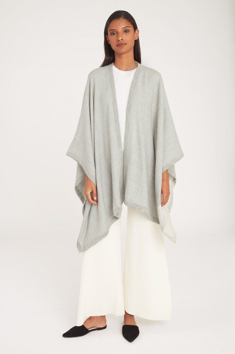 Suéteres Cuyana Baby Alpaca Square Edge Cape Mujer Gris Claro | GAE2256WV