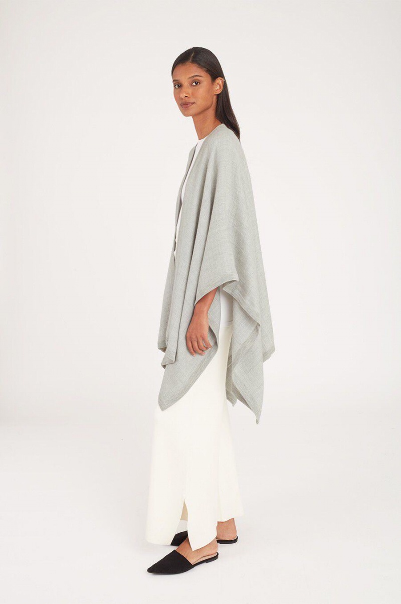 Suéteres Cuyana Baby Alpaca Square Edge Cape Mujer Gris Claro | GAE2256WV