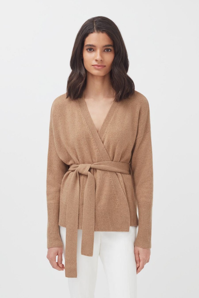 Suéteres Cuyana Cashmere Soft Wrap Mujer Marrones | HOH4563EA