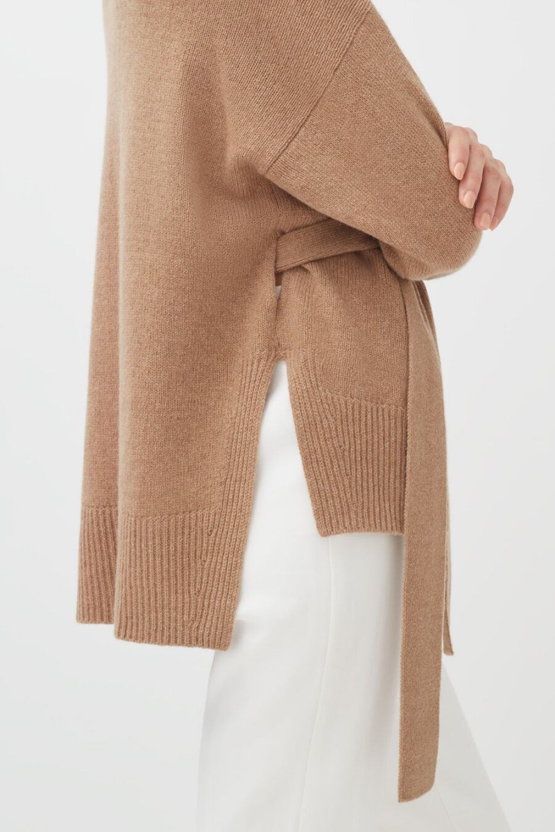 Suéteres Cuyana Cashmere Soft Wrap Mujer Marrones | HOH4563EA