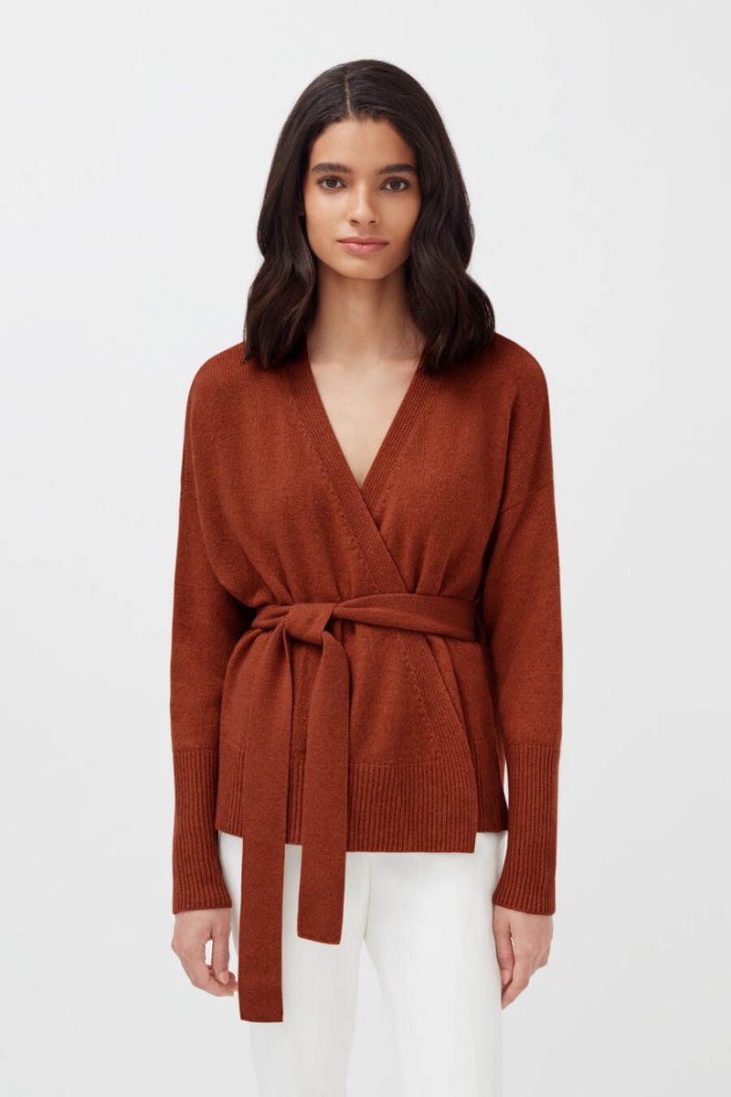 Suéteres Cuyana Cashmere Soft Wrap Mujer Naranjas Oscuro | FYO663LQ