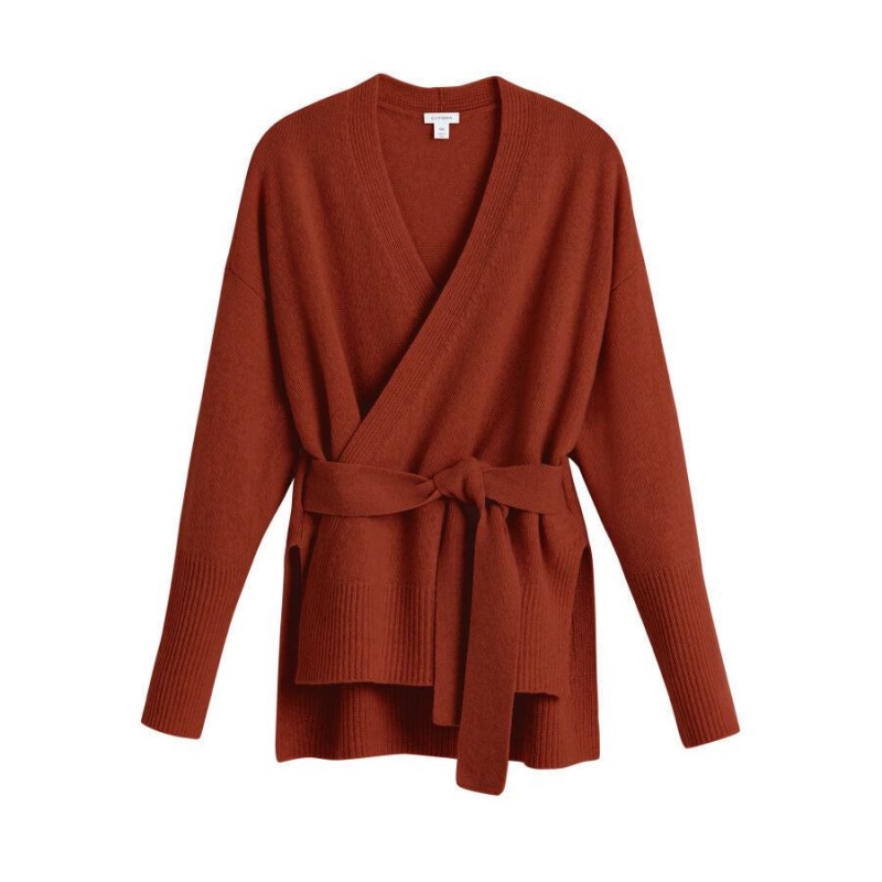 Suéteres Cuyana Cashmere Soft Wrap Mujer Naranjas Oscuro | FYO663LQ