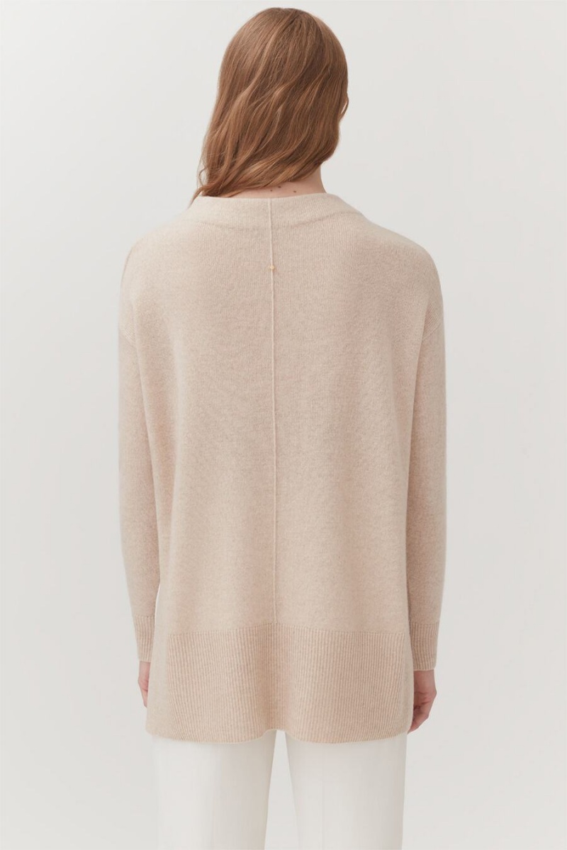 Suéteres Cuyana Single-Origin Cashmere Funnel Neck Mujer Beige | PGT1289DW