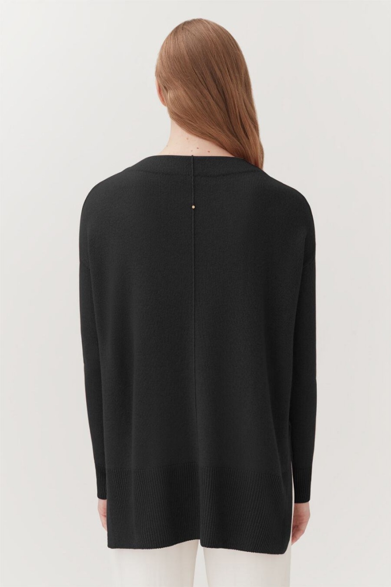 Suéteres Cuyana Single-Origin Cashmere Funnel Neck Mujer Negras | WAH8472BR