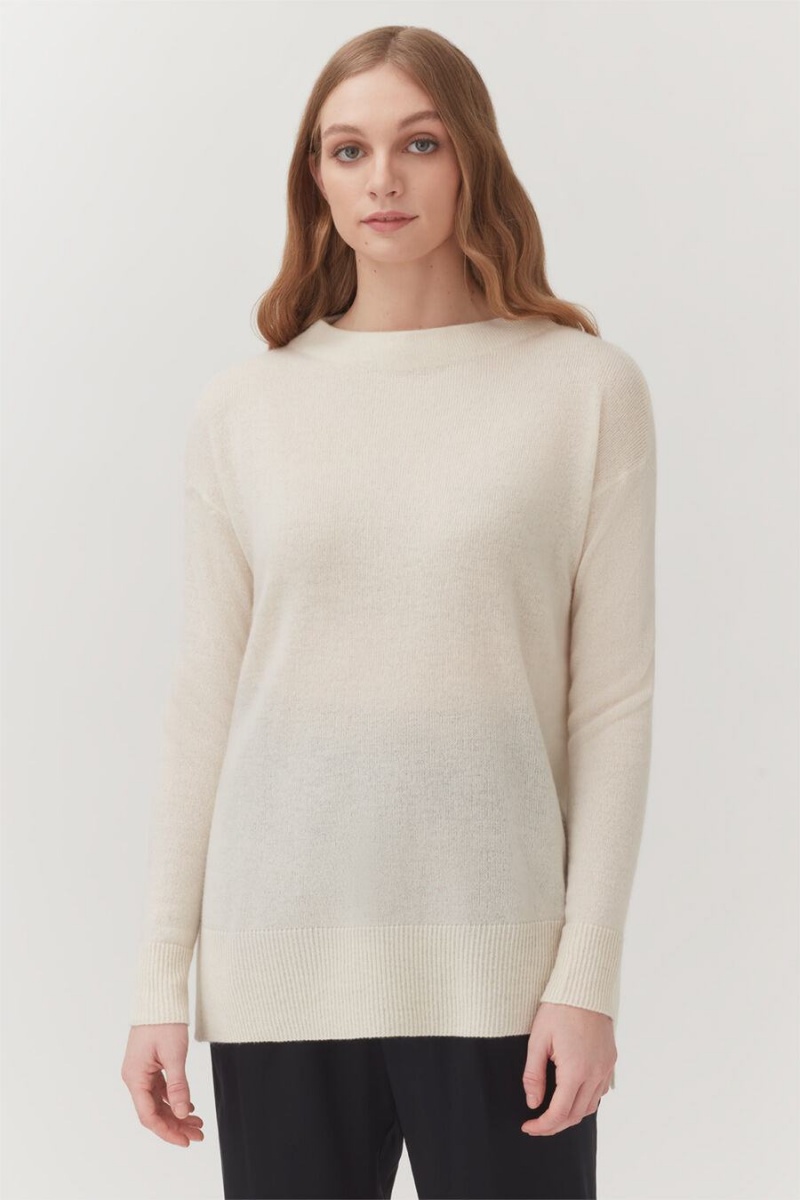 Suéteres Cuyana Single-Origin Cashmere Funnel Neck Mujer Blancas | RYG6469CF