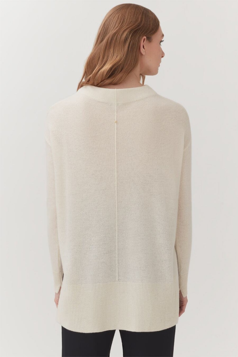 Suéteres Cuyana Single-Origin Cashmere Funnel Neck Mujer Blancas | RYG6469CF