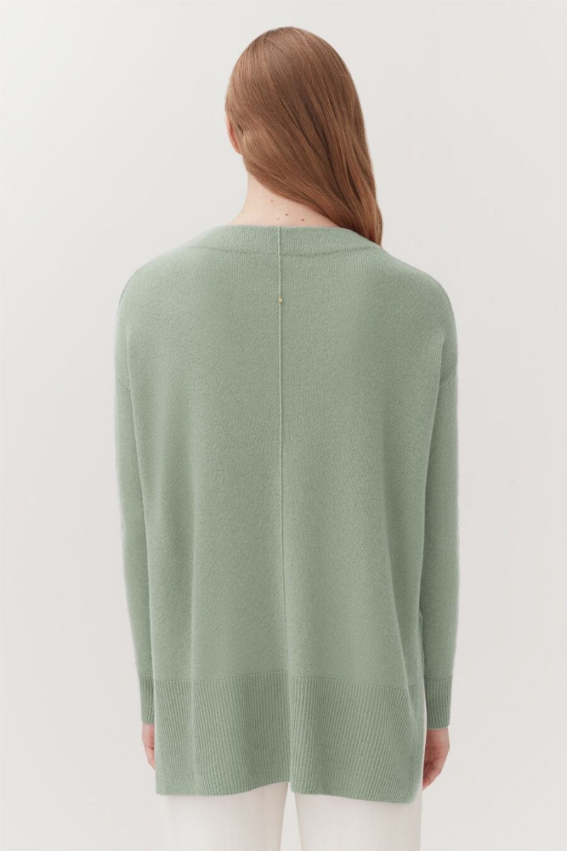 Suéteres Cuyana Single-Origin Cashmere Funnel Neck Mujer Verde | SHB549MO