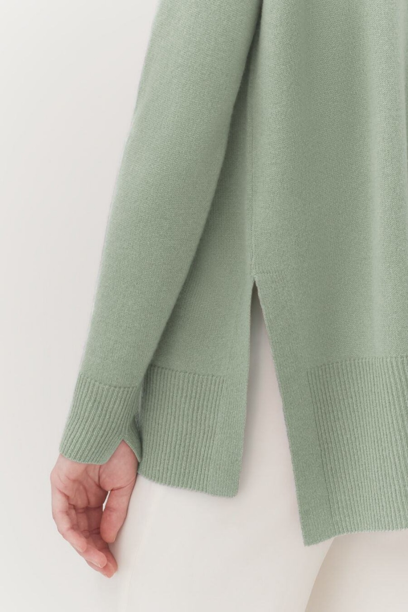 Suéteres Cuyana Single-Origin Cashmere Funnel Neck Mujer Verde | SHB549MO