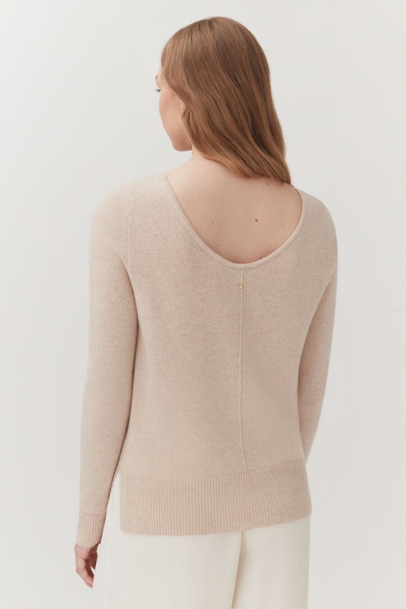 Suéteres Cuyana Single-Origin Cashmere Scoop Neck Mujer Beige | ZIL8581YN