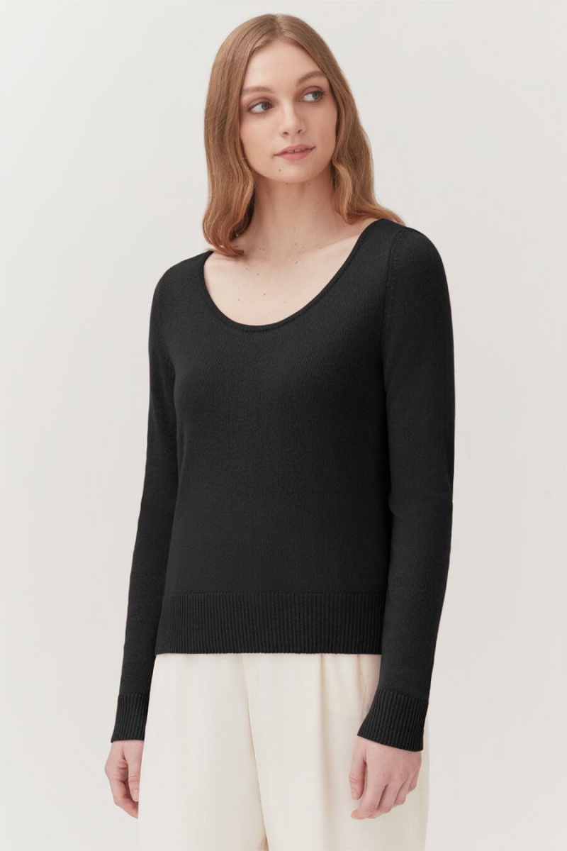 Suéteres Cuyana Single-Origin Cashmere Scoop Neck Mujer Negras | MPQ2689NJ