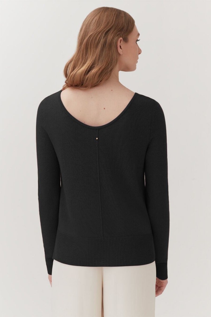 Suéteres Cuyana Single-Origin Cashmere Scoop Neck Mujer Negras | MPQ2689NJ