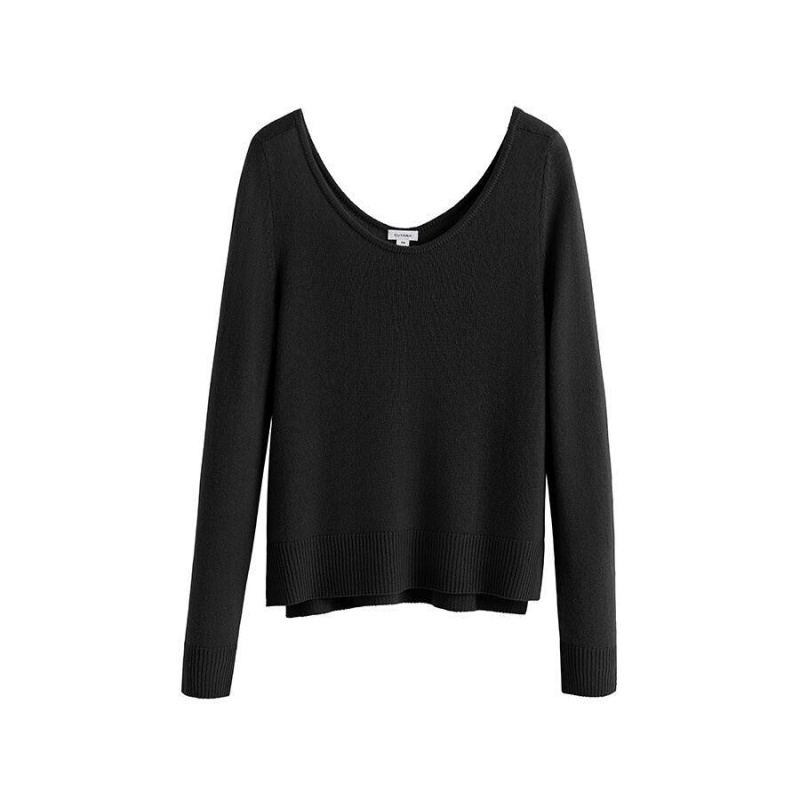 Suéteres Cuyana Single-Origin Cashmere Scoop Neck Mujer Negras | MPQ2689NJ