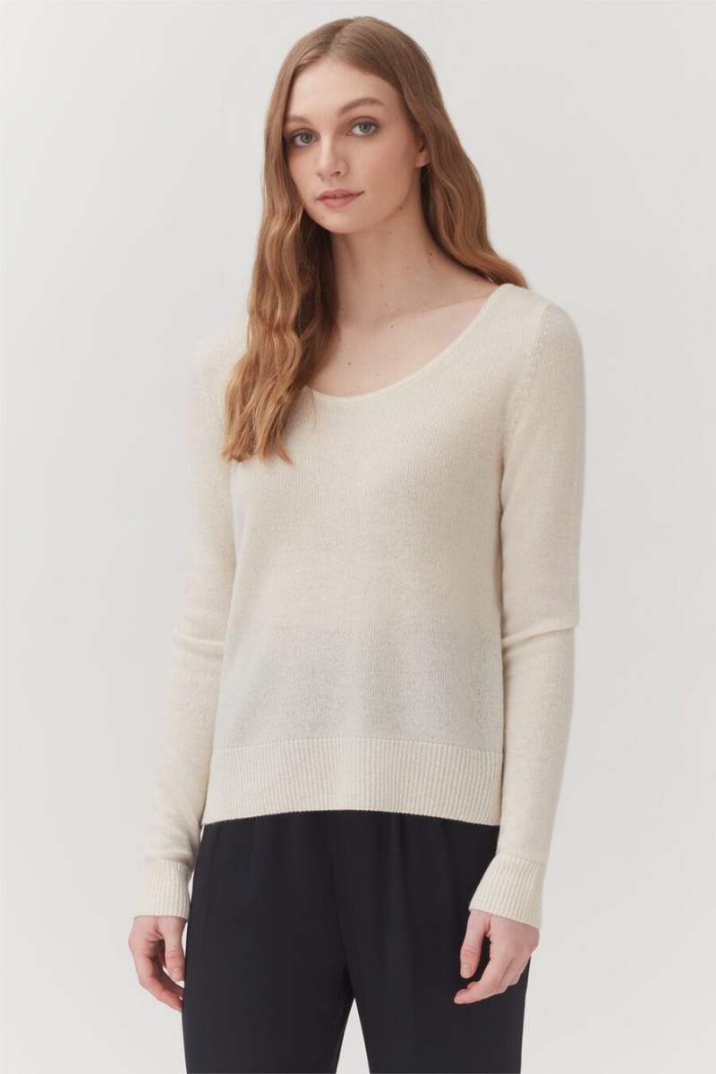 Suéteres Cuyana Single-Origin Cashmere Scoop Neck Mujer Blancas | ZBL8656JW