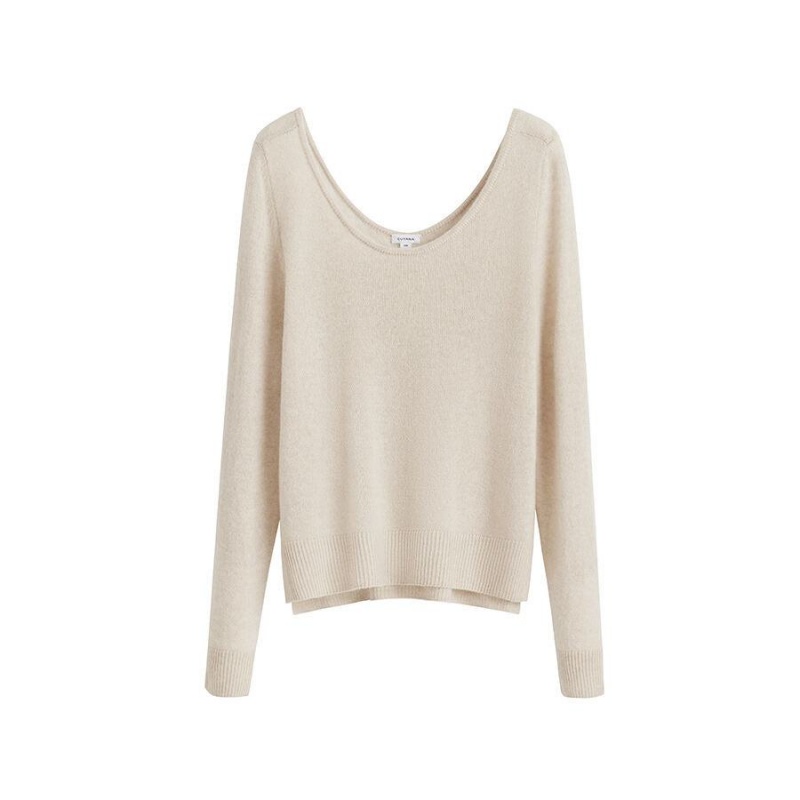 Suéteres Cuyana Single-Origin Cashmere Scoop Neck Mujer Blancas | ZBL8656JW