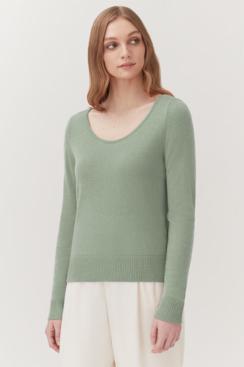 Suéteres Cuyana Single-Origin Cashmere Scoop Neck Mujer Verde | BZP696EJ