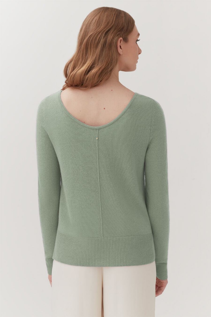 Suéteres Cuyana Single-Origin Cashmere Scoop Neck Mujer Verde | BZP696EJ