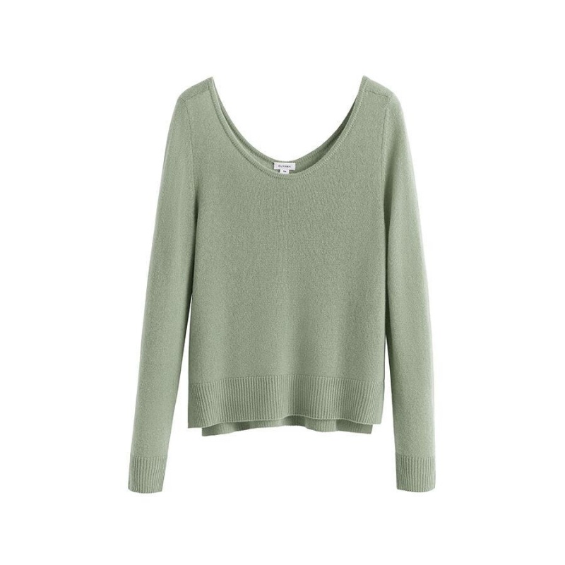 Suéteres Cuyana Single-Origin Cashmere Scoop Neck Mujer Verde | BZP696EJ