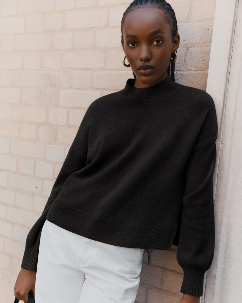 Suéteres Cuyana Single Origin Cashmere Cropped Mujer Negras | WRI1450DC