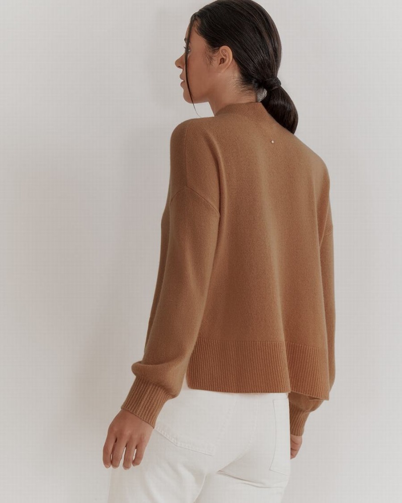 Suéteres Cuyana Single Origin Cashmere Cropped Mujer Marrones | VKW714EJ