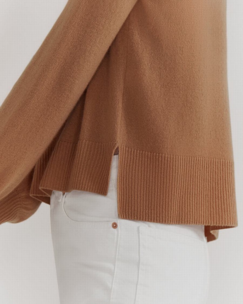 Suéteres Cuyana Single Origin Cashmere Cropped Mujer Marrones | VKW714EJ