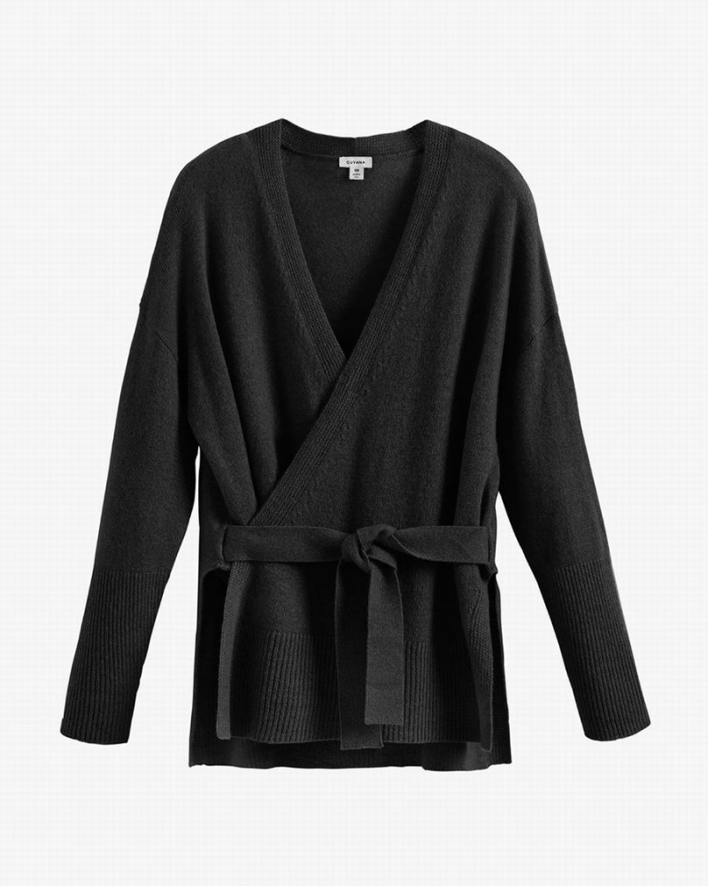 Suéteres Cuyana Single Origin Cashmere Wrap Mujer Negras | AXU7543CD