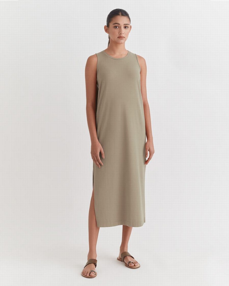 Vestido Cuyana Drape-Back Mujer Verde | HKU9834RQ