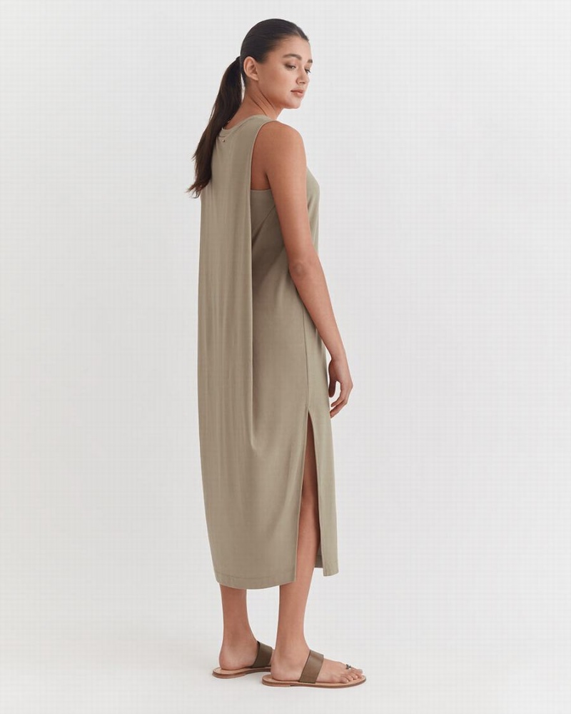 Vestido Cuyana Drape-Back Mujer Verde | HKU9834RQ