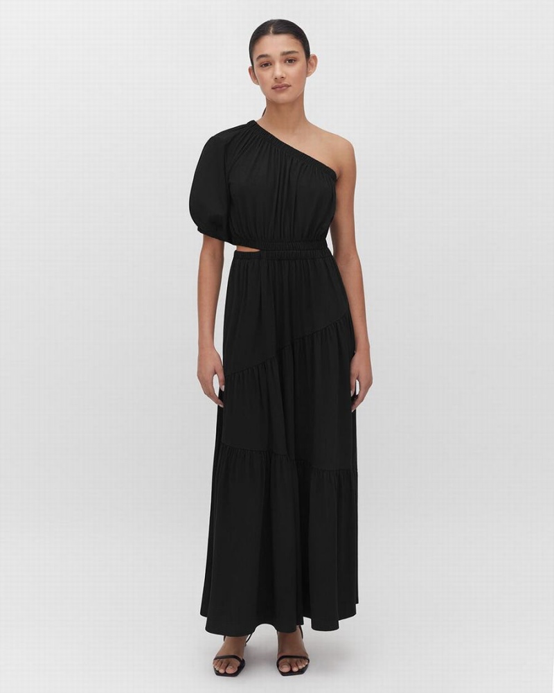 Vestido Cuyana Gathered One Shoulder Mujer Negras | RFH7225FV