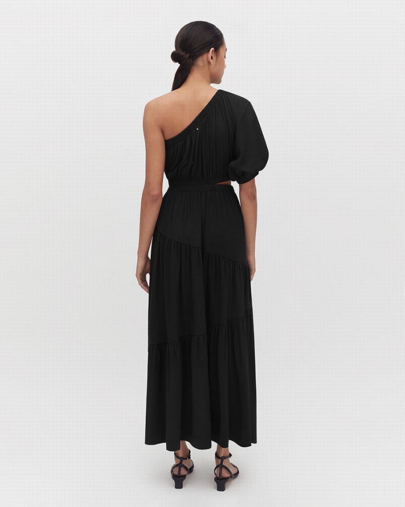 Vestido Cuyana Gathered One Shoulder Mujer Negras | RFH7225FV