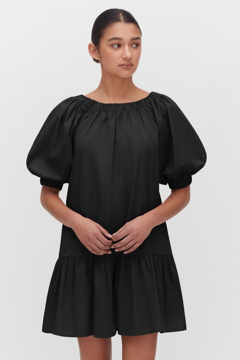 Vestido Cuyana Poplin Off The Shoulder Mujer Negras | YJT2754KC