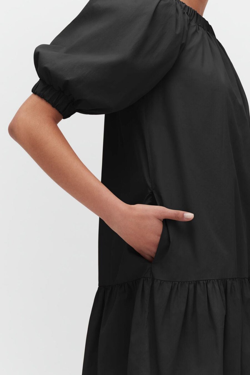 Vestido Cuyana Poplin Off The Shoulder Mujer Negras | YJT2754KC