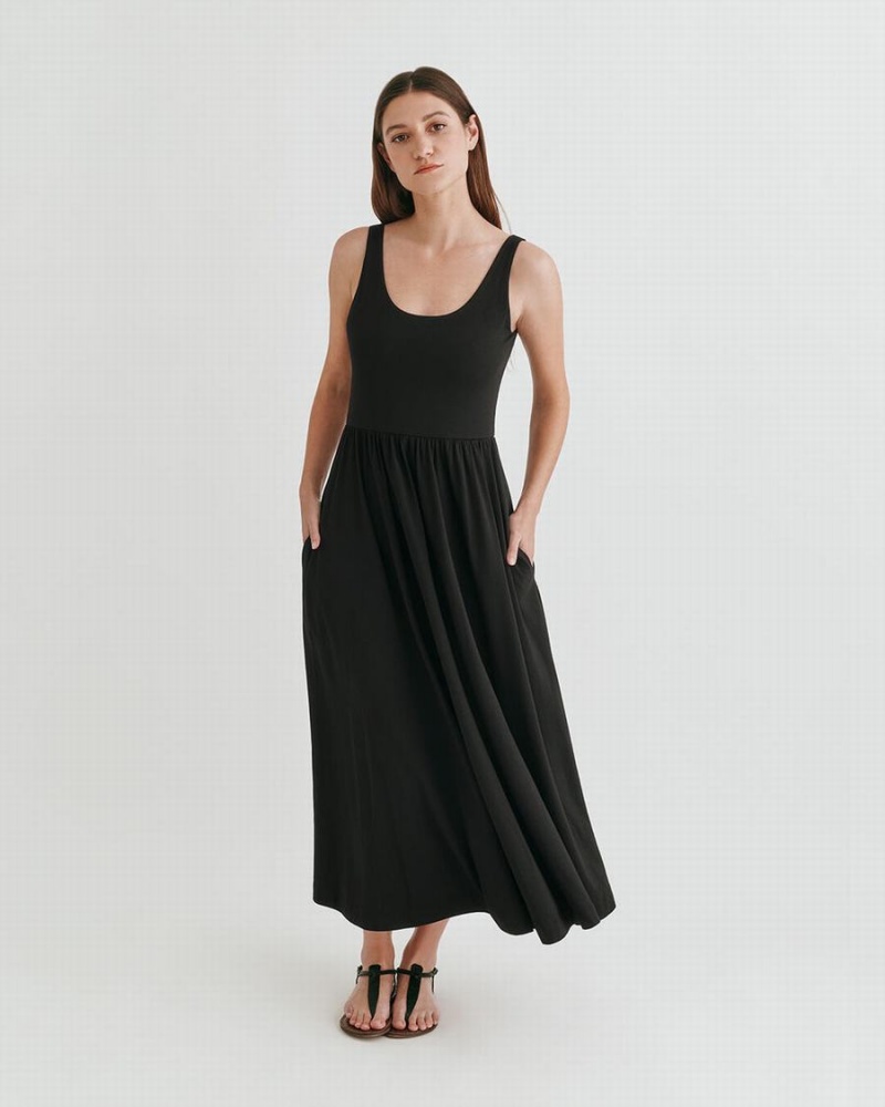 Vestido Cuyana Scoop Neck Mujer Negras | GAS9994NF