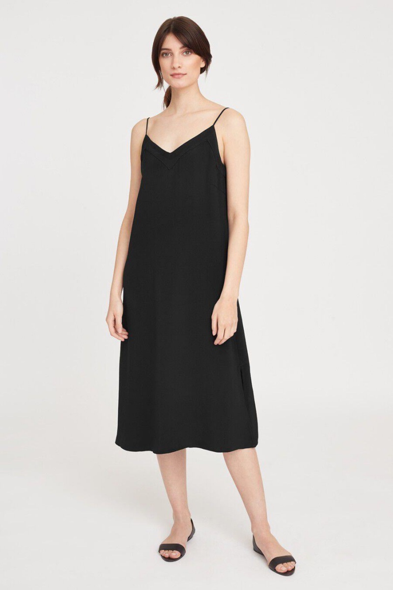 Vestido Cuyana Silk Slip Mujer Negras | KXK1642WJ