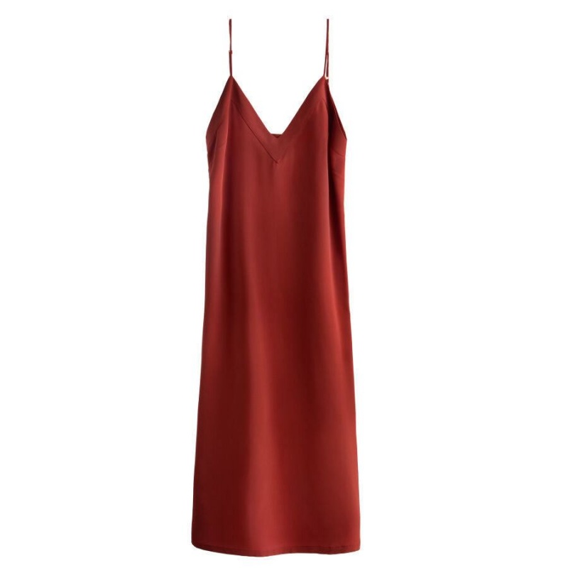 Vestido Cuyana Silk Slip Mujer Rojas Oscuro | XLN8653CZ