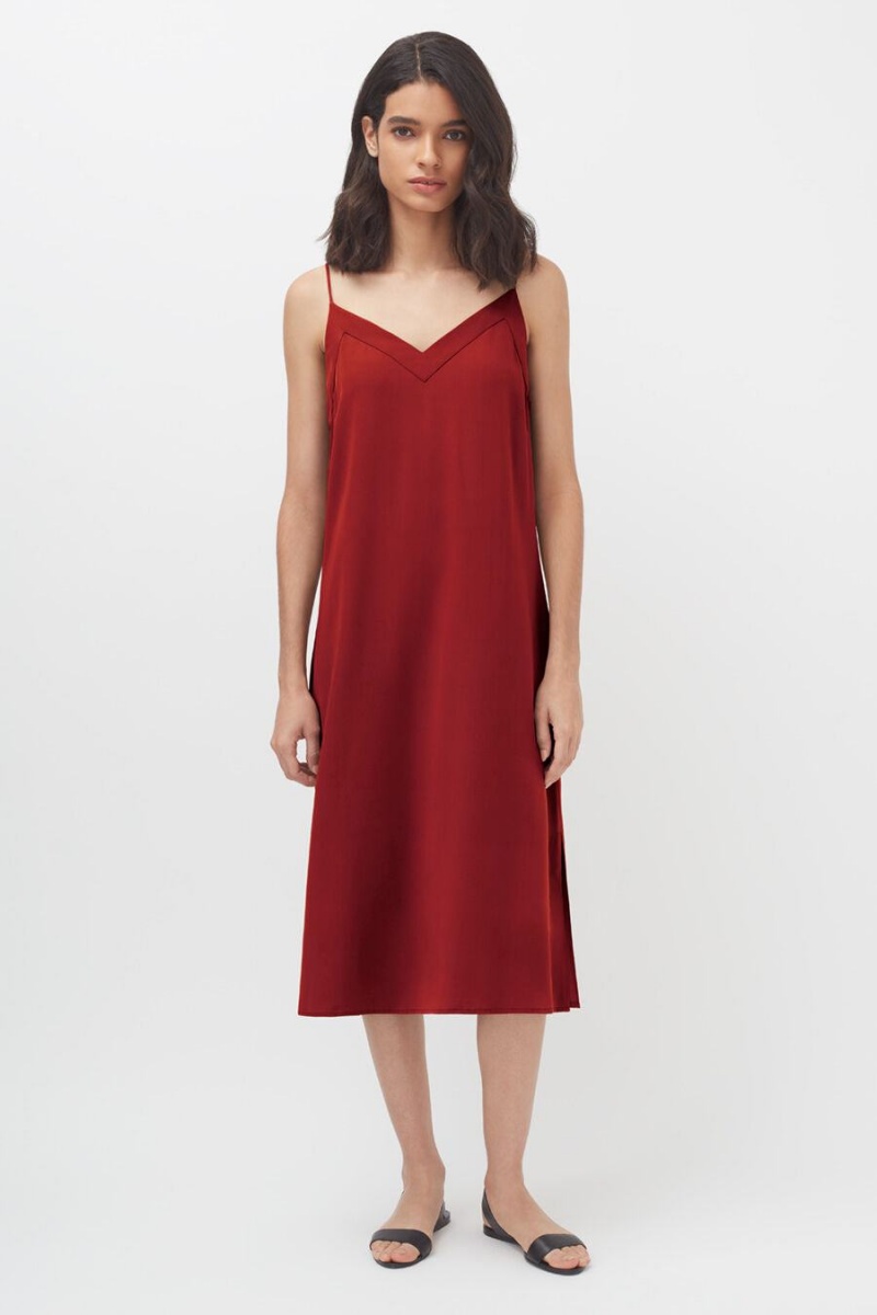 Vestido Cuyana Silk Slip Mujer Rojas | VPC5267XH